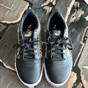 Puma Black and Leopard Sneakers